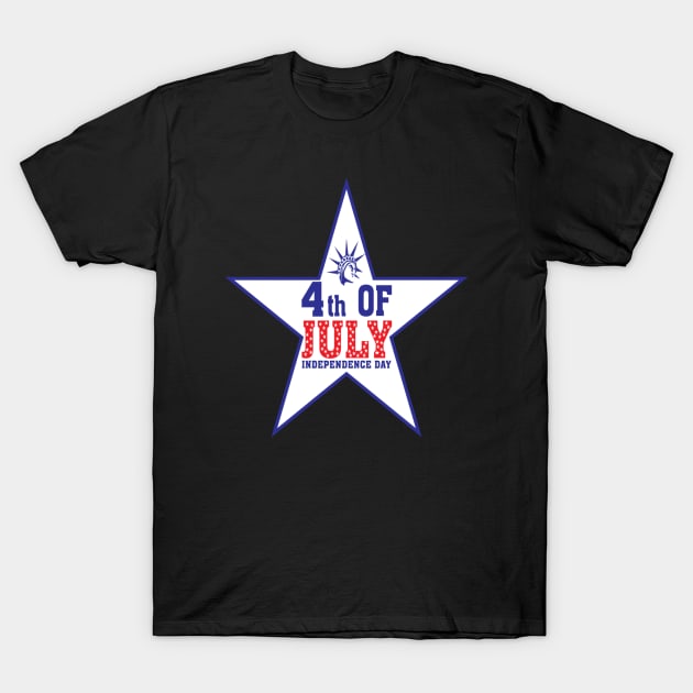 4th of July Star T-Shirt by JevLavigne